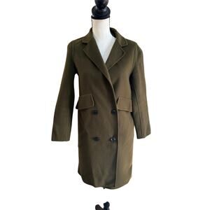 Amen x for Barbed Italy 100% Wool Double Breasted Coat Olive Green Size S Rare